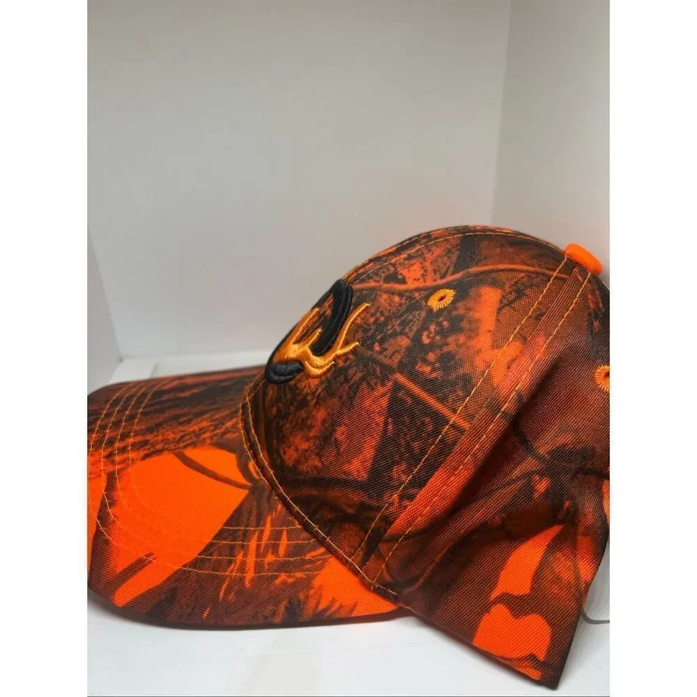 Orange Camo Deer Antler Hunting Hat Blaze Orange Camouflage Adjustable Cap